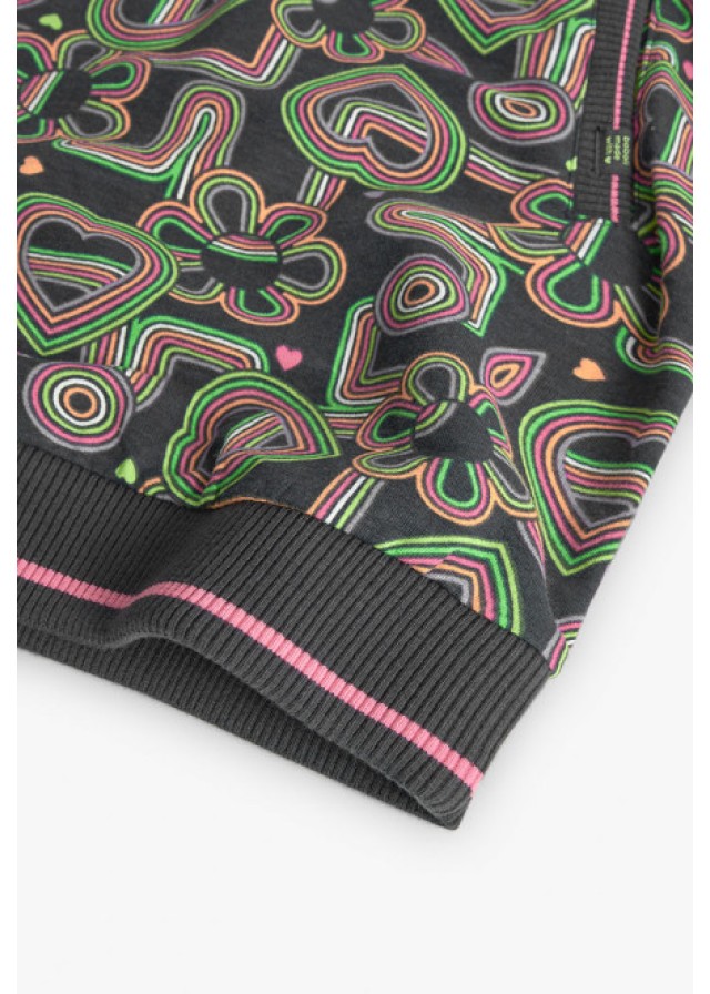 Boboli παιδικό φόρεμα για κορίτσι με σχέδιο καρδιές και λουλούδια σε ανρθακί χρώμα 