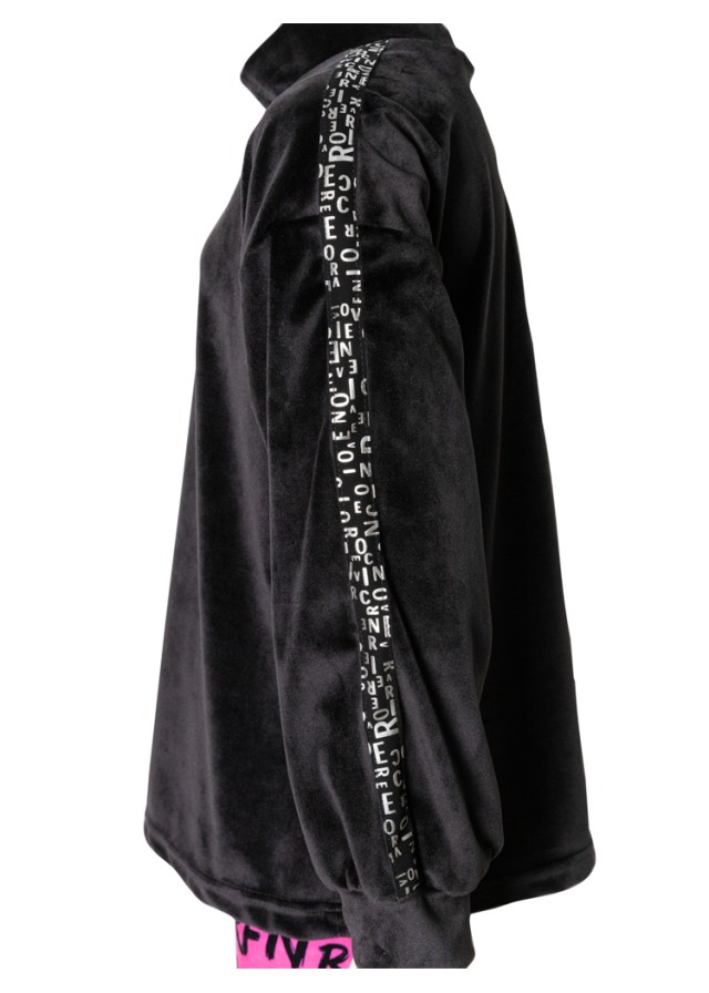 Serafino παιδικό βελούδινο σετ για κορίτσι με κολάν σε μαύρο χρώμα Serafino παιδικό βελούδινο σετ για κορίτσι με κολάν σε μαύρο χρώμα