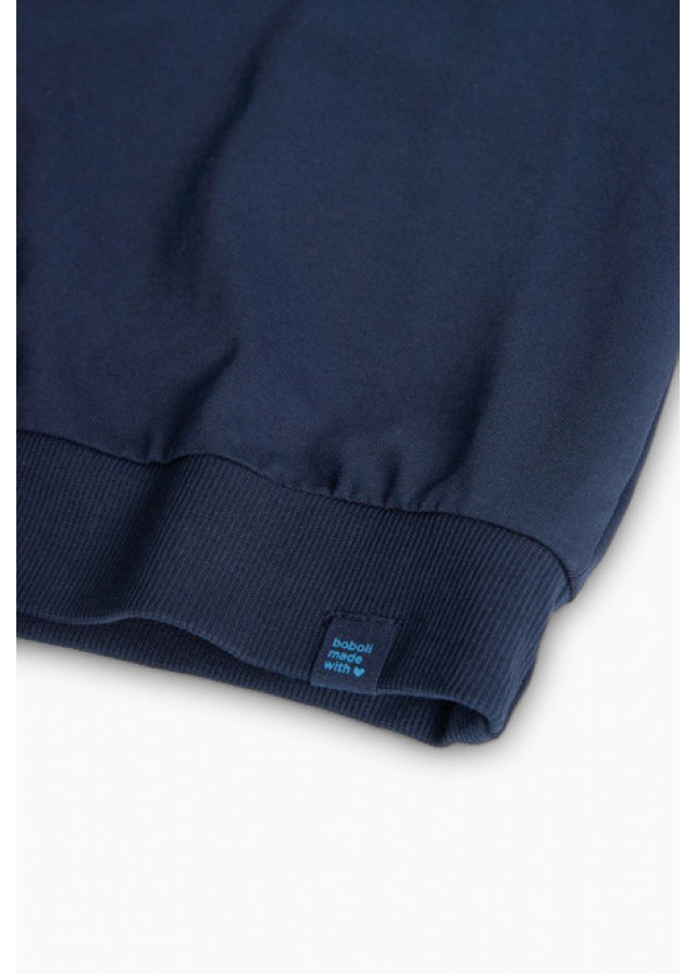 Boboli παιδικό φόρεμα για κορίτσι με πολύχρωμα σχέδια και πούλιες σε σκούρο μπλε χρώμα 