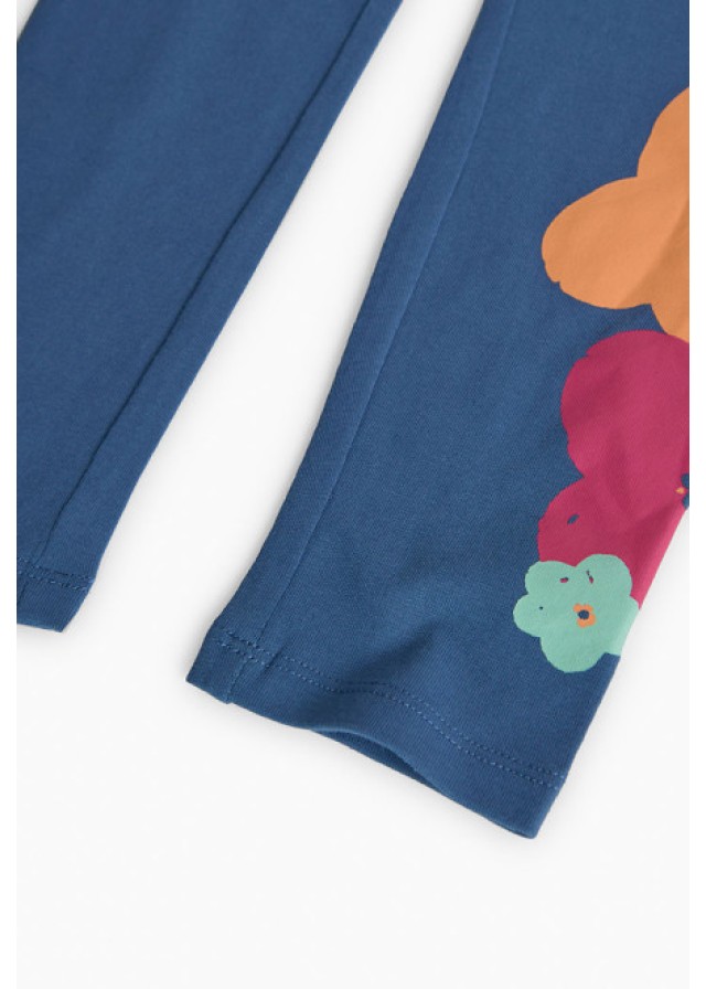 Boboli παιδικό κολάν για κορίτσι με σχέδιο πολύχρωμα λουλούδια σε μπλε χρώμα 