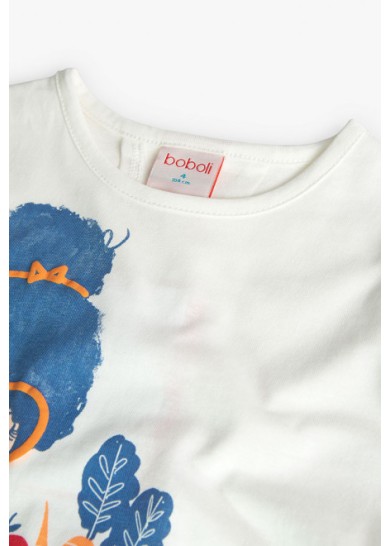 Boboli παιδική μπλούζα για κορίτσι "I like organic food" σε λευκό χρώμα  Boboli παιδική μπλούζα για κορίτσι "I like organic food" σε λευκό χρώμα