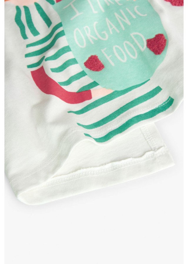 Boboli παιδική μπλούζα για κορίτσι "I like organic food" σε λευκό χρώμα  Boboli παιδική μπλούζα για κορίτσι "I like organic food" σε λευκό χρώμα