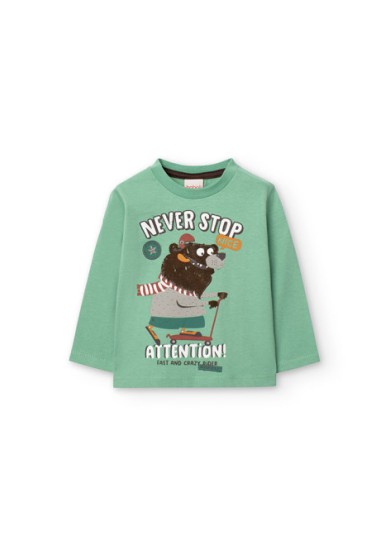 Boboli παιδική μπλούζα "never stop" για αγόρι σε πράσινο χρώμα  Boboli παιδική μπλούζα "never stop" για αγόρι σε πράσινο χρώμα