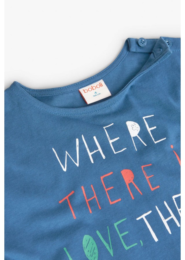 Boboli παιδική μπλούζα για κορίτσι "Where there is love, there is life" σε μπλε χρώμα  Boboli παιδική μπλούζα για κορίτσι "Where there is love, there is life" σε μπλε χρώμα
