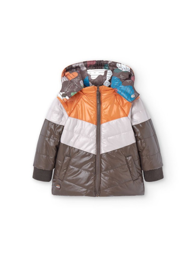 Boboli παιδικό μπουφάν διπλής όψεως για αγόρι με πολύχρωμα σχέδια σε καφέ-πορτοκαλί χρώμα  Boboli παιδικό μπουφάν διπλής όψεως για αγόρι με πολύχρωμα σχέδια σε καφέ-πορτοκαλί χρώμα