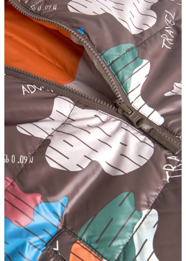 Boboli παιδικό μπουφάν διπλής όψεως για αγόρι με πολύχρωμα σχέδια σε καφέ-πορτοκαλί χρώμα  Boboli παιδικό μπουφάν διπλής όψεως για αγόρι με πολύχρωμα σχέδια σε καφέ-πορτοκαλί χρώμα