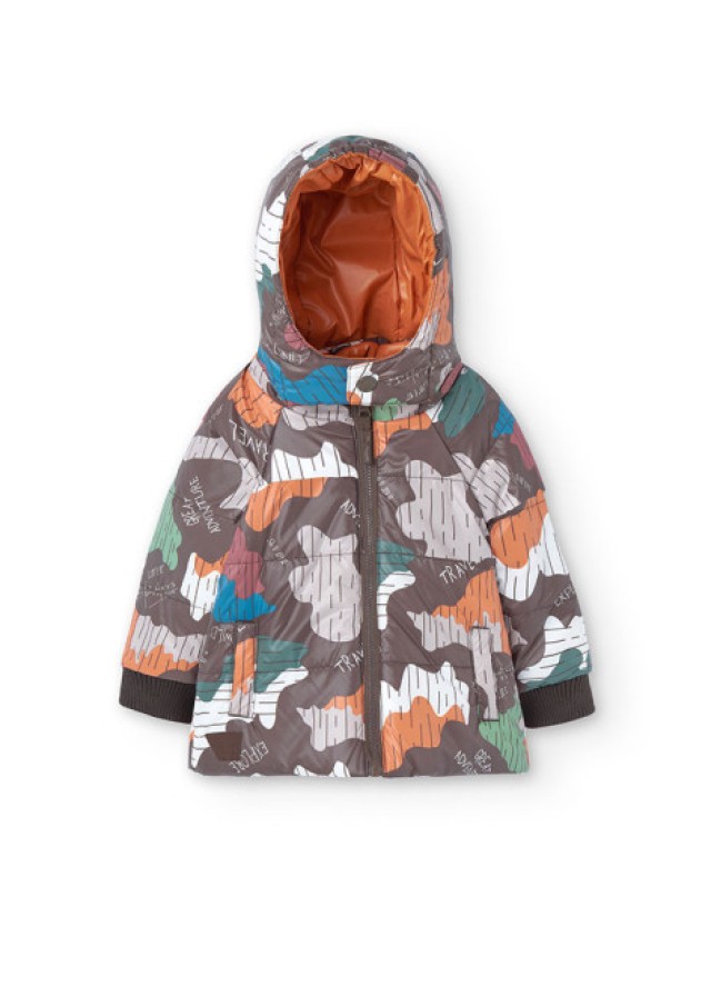 Boboli παιδικό μπουφάν διπλής όψεως για αγόρι με πολύχρωμα σχέδια σε καφέ-πορτοκαλί χρώμα  Boboli παιδικό μπουφάν διπλής όψεως για αγόρι με πολύχρωμα σχέδια σε καφέ-πορτοκαλί χρώμα