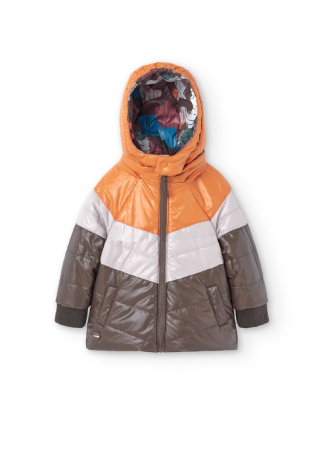 Boboli παιδικό μπουφάν διπλής όψεως για αγόρι με πολύχρωμα σχέδια σε καφέ-πορτοκαλί χρώμα  Boboli παιδικό μπουφάν διπλής όψεως για αγόρι με πολύχρωμα σχέδια σε καφέ-πορτοκαλί χρώμα