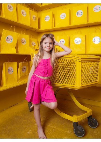Mamma Natura παιδικό λούρεξ σετ crop top και σορτς σε φουξ χρώμα