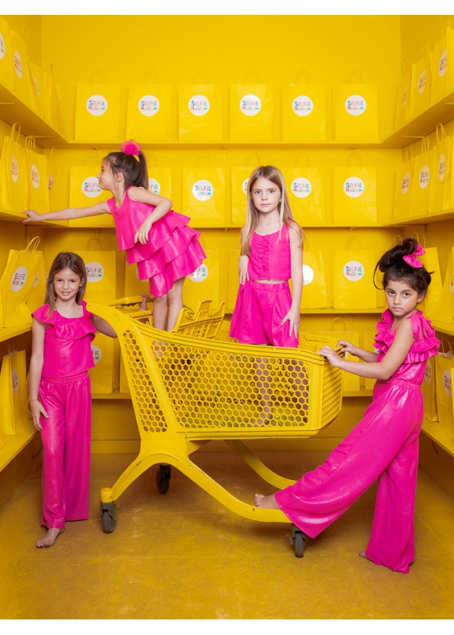 Mamma Natura παιδικό λούρεξ σετ crop top και σορτς σε φουξ χρώμα