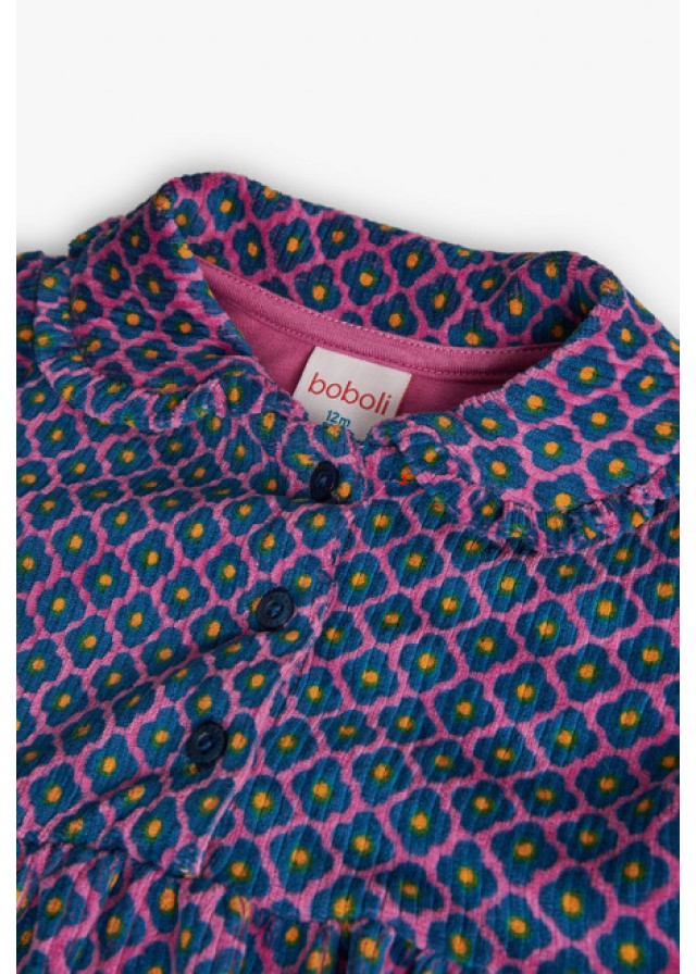 Boboli παιδικό φόρεμα εμπριμέ με λουλούδια για κορίτσι σε μπλε χρώμα 