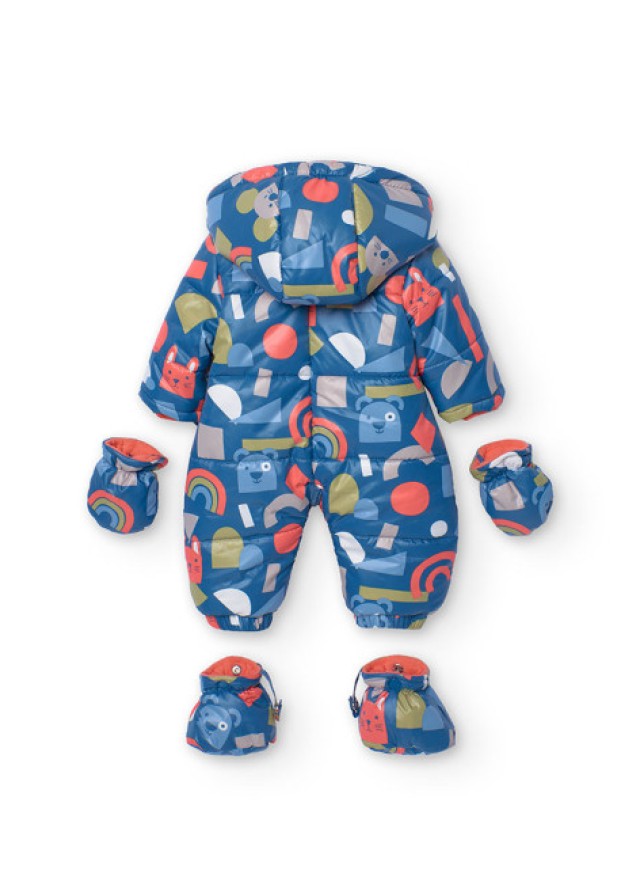 Boboli βρεφική φόρμα εξόδου unisex με πολύχρωμα σχέδια σε μπλε χρώμα  Boboli βρεφική φόρμα εξόδου unisex με πολύχρωμα σχέδια σε μπλε χρώμα