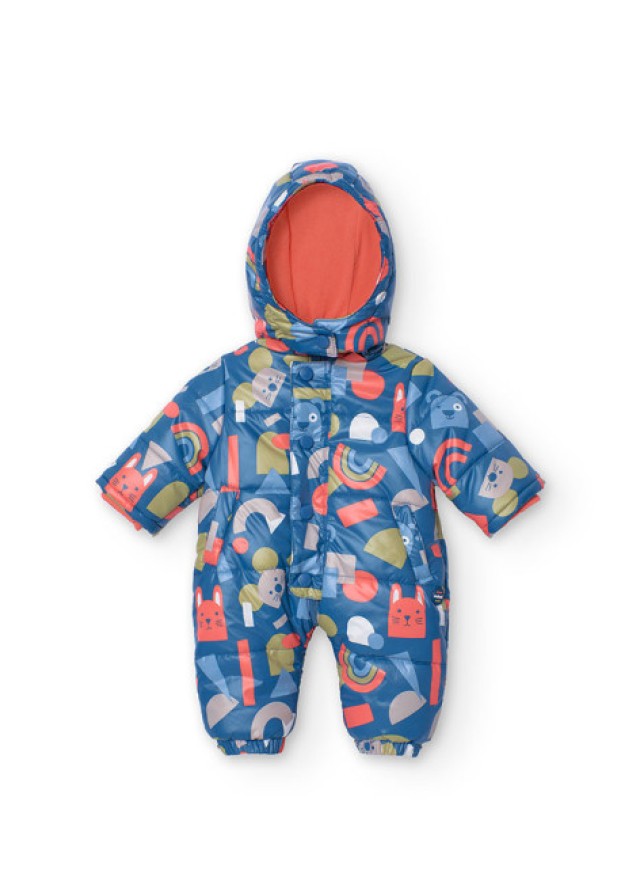 Boboli βρεφική φόρμα εξόδου unisex με πολύχρωμα σχέδια σε μπλε χρώμα  Boboli βρεφική φόρμα εξόδου unisex με πολύχρωμα σχέδια σε μπλε χρώμα