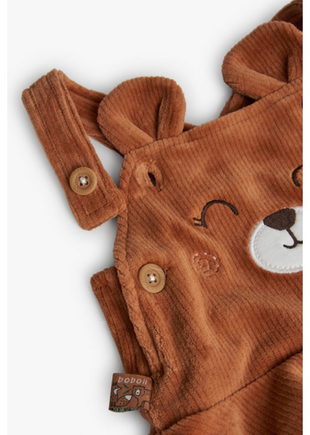 Boboli βρεφική σαλοπέτα με σχέδιο αρκουδάκι για κορίτσι σε καφέ χρώμα 