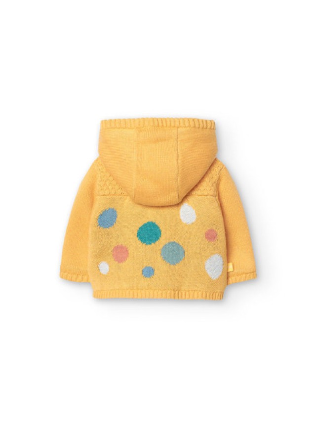 Boboli βρεφική πλεκτή ζακέτα για κορίτσι με βούλες σε κίτρινο χρώμα 