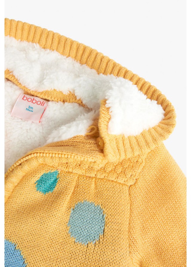 Boboli βρεφική πλεκτή ζακέτα για κορίτσι με βούλες σε κίτρινο χρώμα 