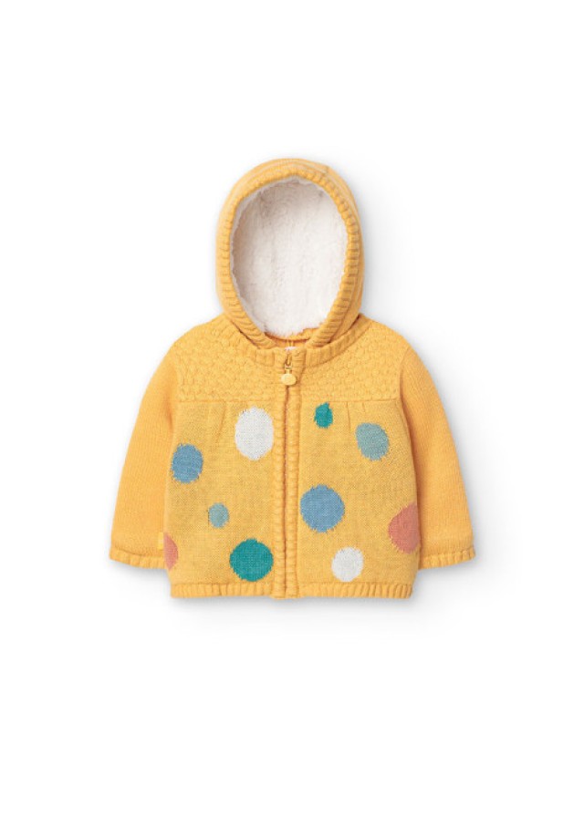 Boboli βρεφική πλεκτή ζακέτα για κορίτσι με βούλες σε κίτρινο χρώμα 