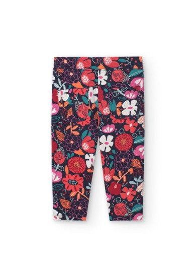 Boboli παντελόνι για κορίτσι εμπριμέ με λουλούδια σε σκούρο μπλε χρώμα