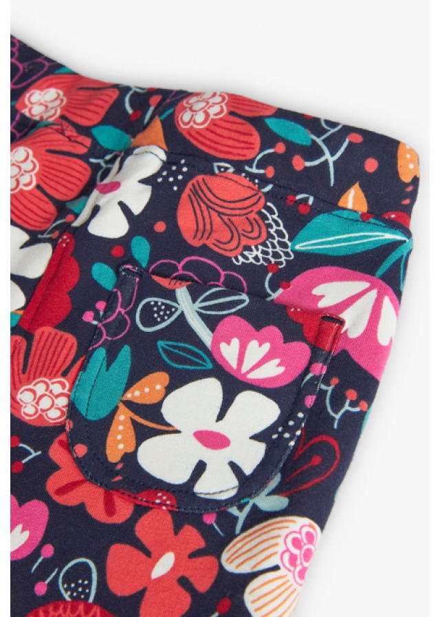 Boboli παντελόνι για κορίτσι εμπριμέ με λουλούδια σε σκούρο μπλε χρώμα