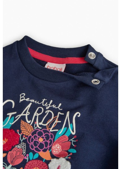 Boboli παιδική μπλούζα "Garden" για κορίτσι σε σκούρο μπλε χρώμα  Boboli παιδική μπλούζα "Garden" για κορίτσι σε σκούρο μπλε χρώμα