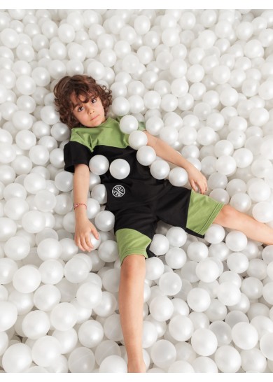 Serafino παιδικό βαμβακερό σετ με βερμούδα σε πράσινο χρώμα