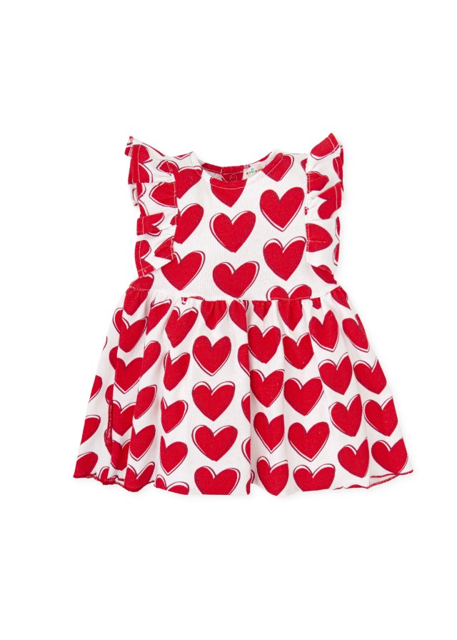 Agatha Ruiz De La Prada παιδικό φόρεμα για κορίτσι με σχέδιο καρδιές σε λευκό χρώμα 