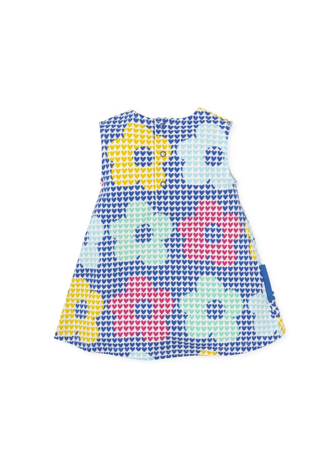 Agatha Ruiz De La Prada παιδικό φόρεμα για κορίτσι με σχέδιο πολύχρωμα λουλούδια σε μπλε χρώμα