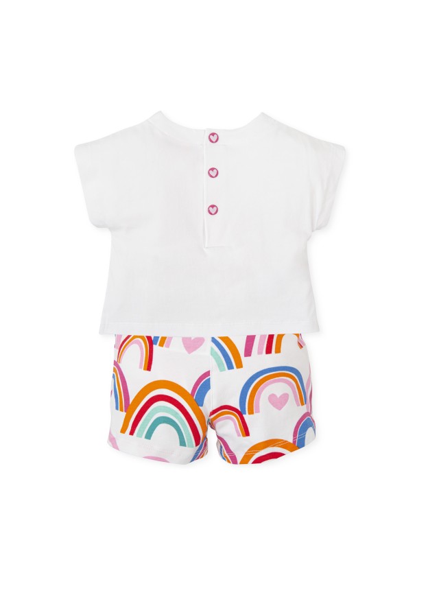  Agatha Ruiz De La Prada παιδικό σετ δυο τεμαχίων με σχέδιο ουράνιο τόξο σε λευκό χρώμα 