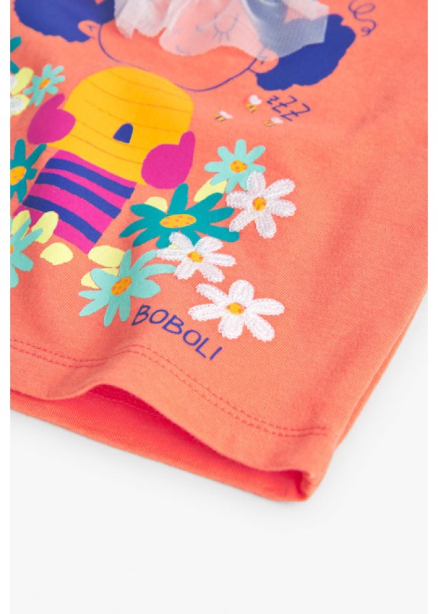 Boboli παιδική μπλούζα για κορίτσι με σχέδιο ενα κοριτσάκι σε κοραλί χρώμα  Boboli παιδική μπλούζα για κορίτσι με σχέδιο ενα κοριτσάκι σε κοραλί χρώμα