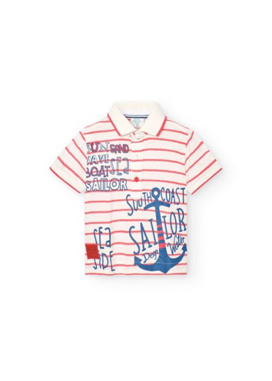 Boboli παιδική polo μπλούζα navy σε λευκό χρώμα  Boboli παιδική polo μπλούζα navy σε λευκό χρώμα