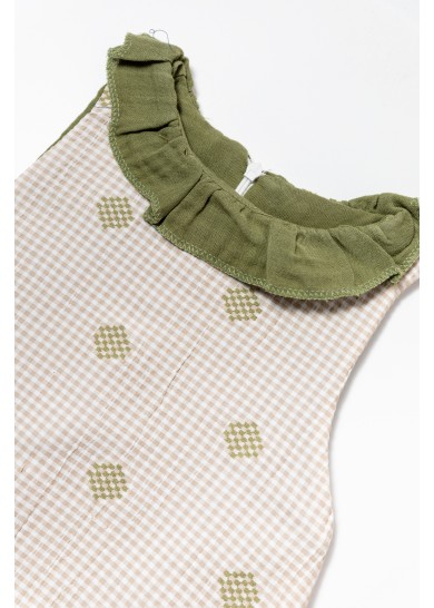 Bρεφικό βαμβακερό ολόσωμο φορμάκι σε χακί χρώμα