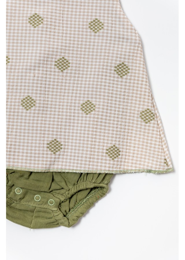 Bρεφικό βαμβακερό ολόσωμο φορμάκι σε χακί χρώμα