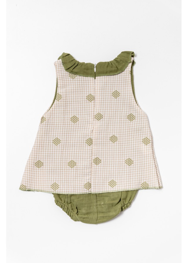 Bρεφικό βαμβακερό ολόσωμο φορμάκι σε χακί χρώμα