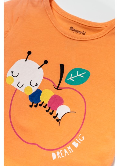 Βρεφικό βαμβακερό σέτ με μπλουζάκι και σορτσάκι σε πορτοκαλί χρώμα 