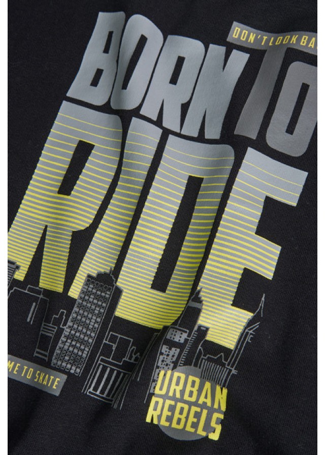 Boboli παιδικό σετ φόρμας για αγόρι Born To Ride σε μαύρο χρώμα