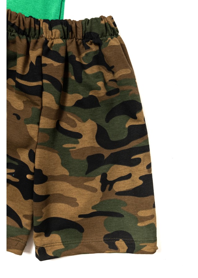 Παιδικό βαμβακερό σετ με κοντομάνικο μπλουζάκι και καλοκαιρινό σορτς military σε πράσινο χρώμα Παιδικό βαμβακερό σετ με κοντομάνικο μπλουζάκι και καλοκαιρινό σορτς military σε πράσινο χρώμα