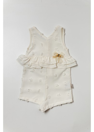 Βρεφική βαμβακερή ολόσωμη σαλοπέτα σε λευκό χρώμα