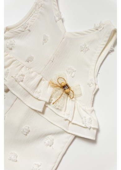 Βρεφική βαμβακερή ολόσωμη σαλοπέτα σε λευκό χρώμα