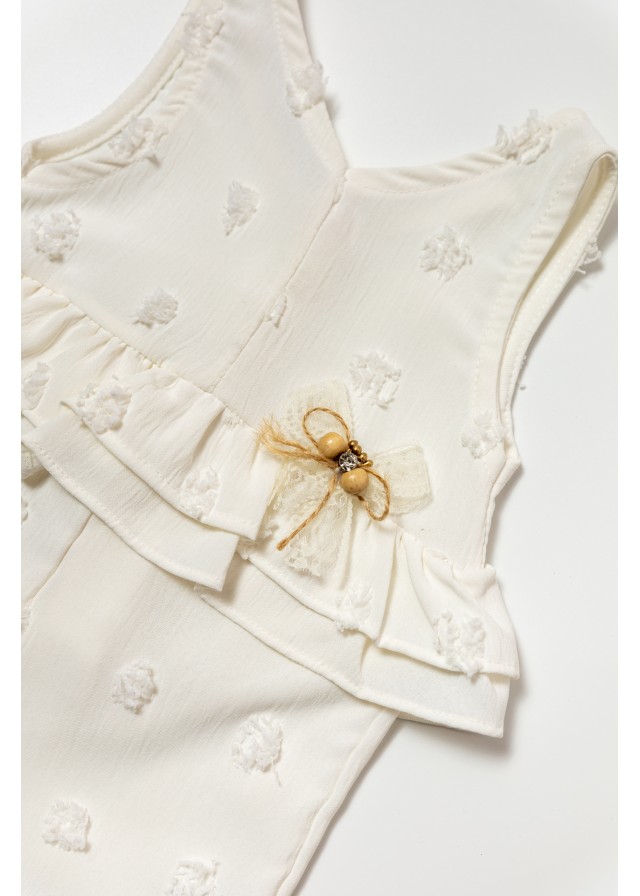 Βρεφική βαμβακερή ολόσωμη σαλοπέτα σε λευκό χρώμα