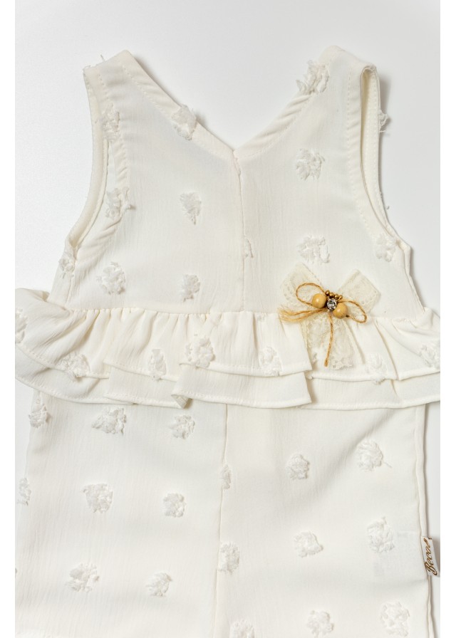 Βρεφική βαμβακερή ολόσωμη σαλοπέτα σε λευκό χρώμα