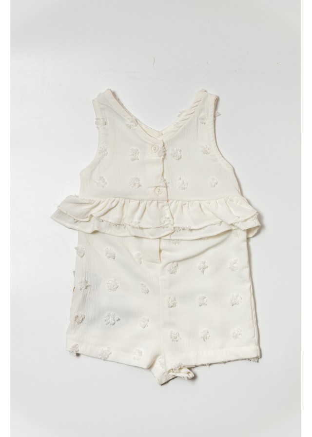 Βρεφική βαμβακερή ολόσωμη σαλοπέτα σε λευκό χρώμα