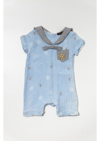 Βρεφικό βαμβακερό ολόσωμο navy φορμάκι σε γαλάζιο χρώμα