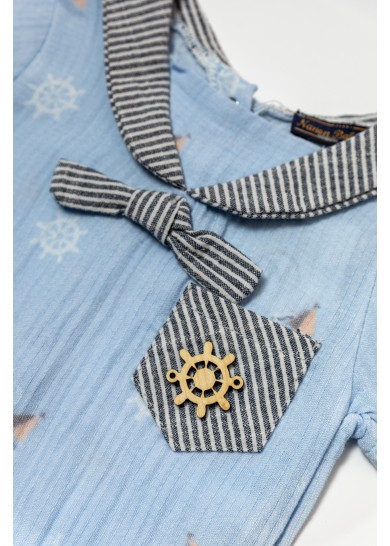 Βρεφικό βαμβακερό ολόσωμο navy φορμάκι σε γαλάζιο χρώμα