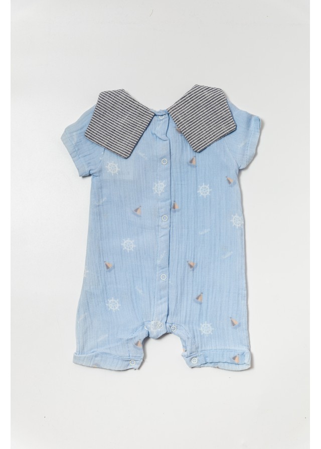 Βρεφικό βαμβακερό ολόσωμο navy φορμάκι σε γαλάζιο χρώμα