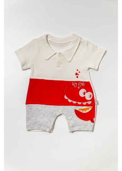 Βρεφικό βαμβακερό ολόσωμο φορμάκι happy crocodile σε λευκό χρώμα