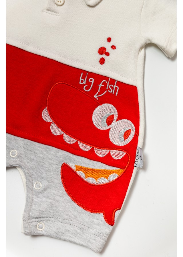 Βρεφικό βαμβακερό ολόσωμο φορμάκι happy crocodile σε λευκό χρώμα