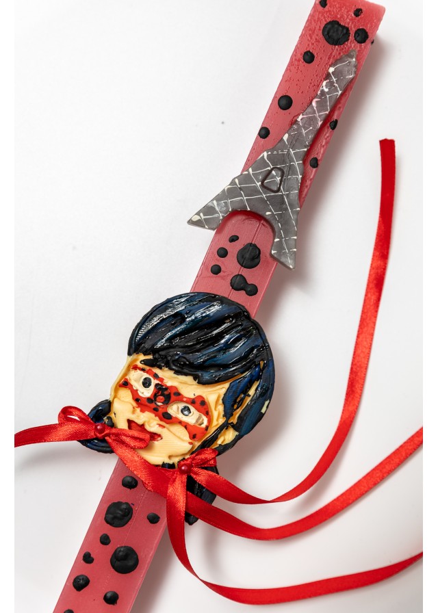 Χειροποίητη παιδική αρωματική λαμπάδα ladybug σε κόκκινο χρώμα