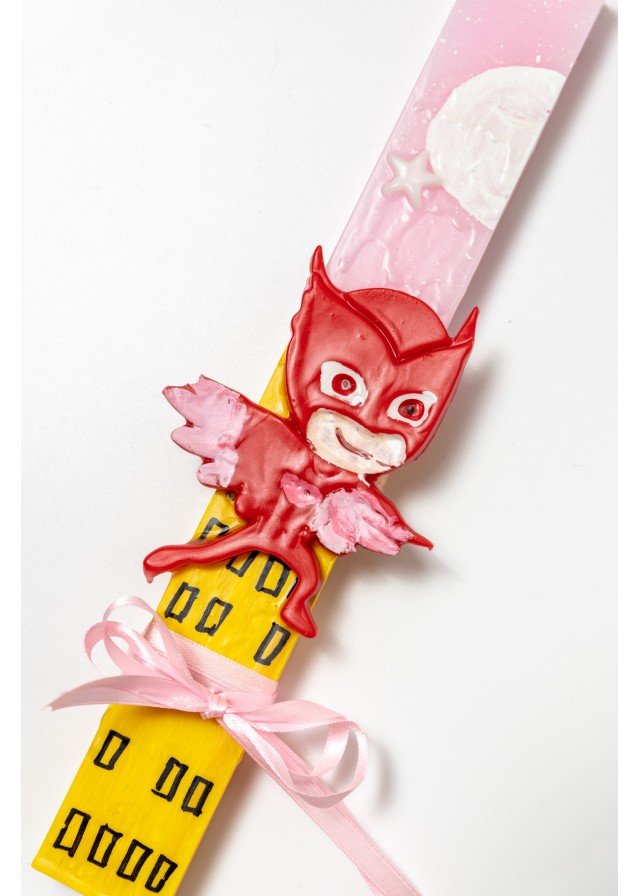 Παιδική παχαλινή λαμπάδα πυτζαμοήρωας Owlette σε ρόζ χρώμα