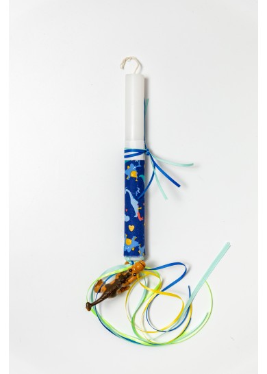 Παιδική παχαλινή λαμπάδα με δεινοσαυράκι σε λευκό χρώμα Παιδική παχαλινή λαμπάδα με δεινοσαυράκι σε λευκό χρώμα