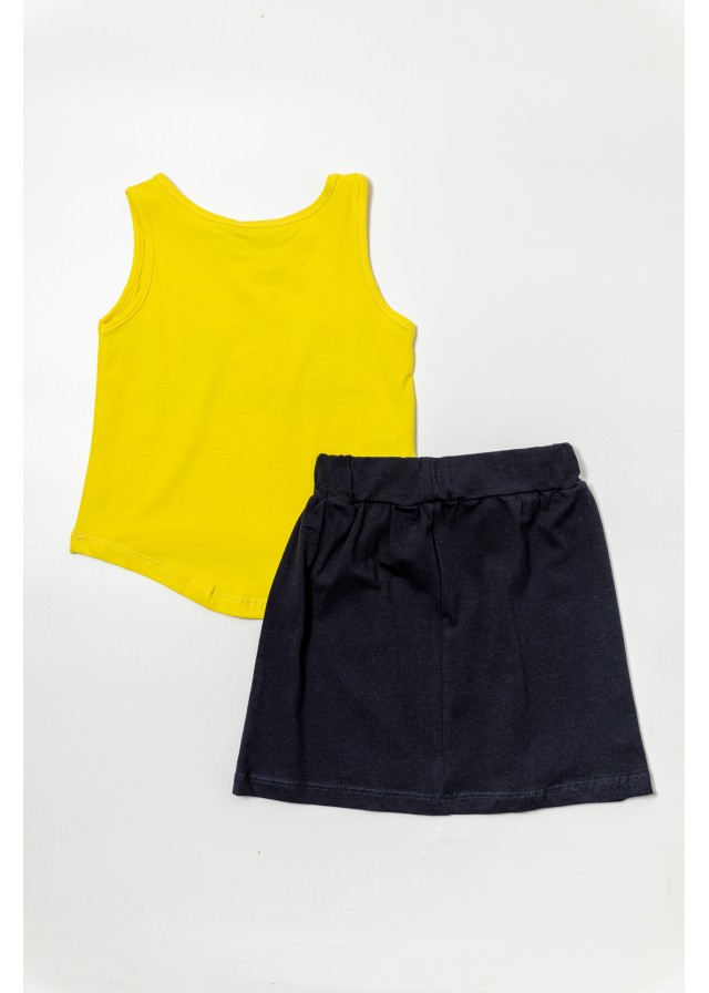 Παιδικό σετ με  αμάνικο μπλουζάκι be your own inspiration σε κίτρινο χρώμα και μαύρη φούστα
